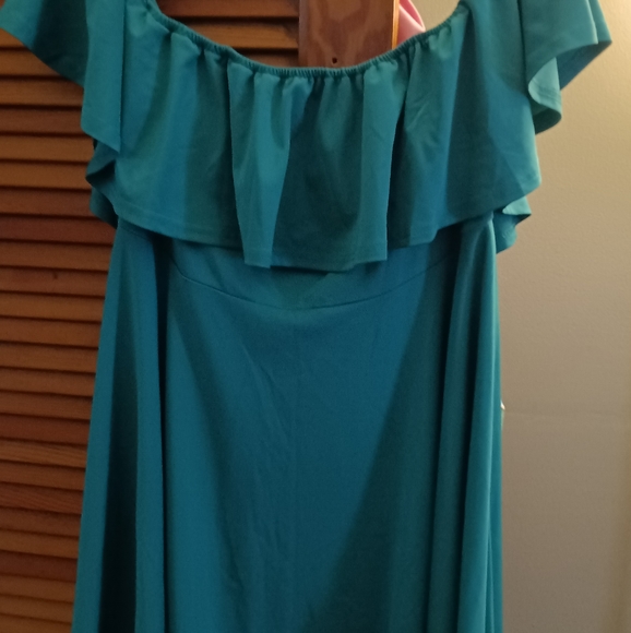 Teal blue off shoulder dress. spring size XL - Picture 2 of 2